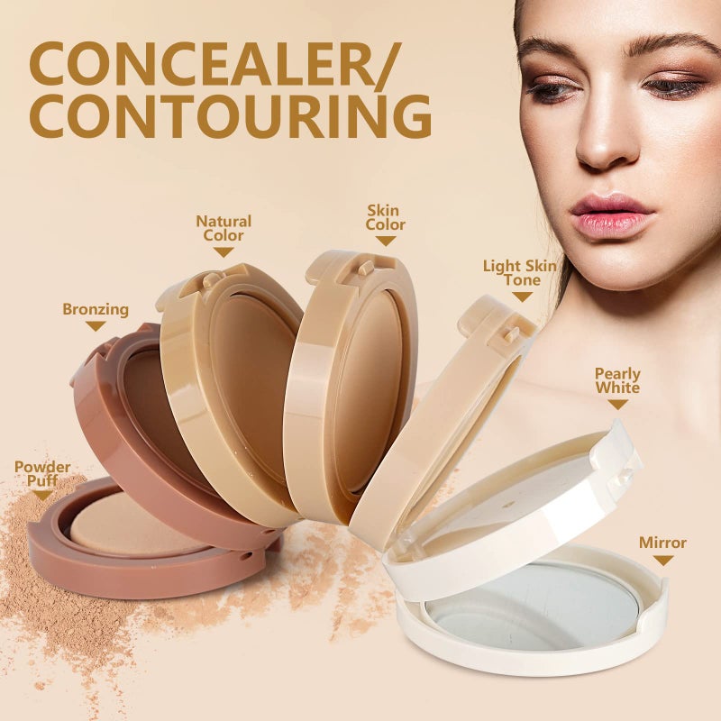 FantasyDay 5 Colors Long-Lasting Lightweight Multi-layer Matte Loose Setting Powder Pressed Face Makeup Concealing Shading Powder Foundation for All Skin Tones, Minimizes Fine Lines & Imperfections - Image 5